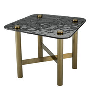 Side Table Cortes brushed brass finish casted smoke glass