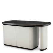 Desk Numana mocha straight oak veneer faux leather