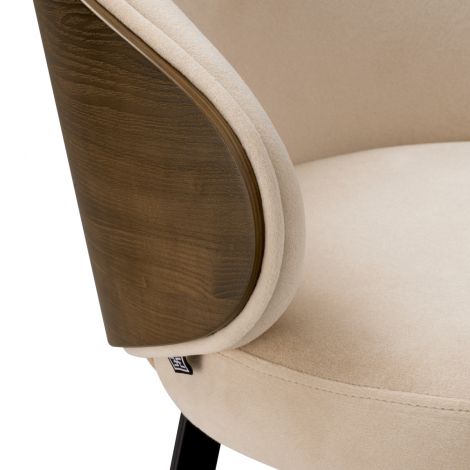 Bar Stool Camerota walnut veneer sabino beige