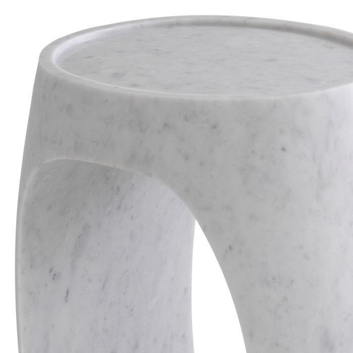 Side Table Clipper high honed white marble