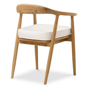 Silla de comedor de exterior Beale teca natural flores blanco roto