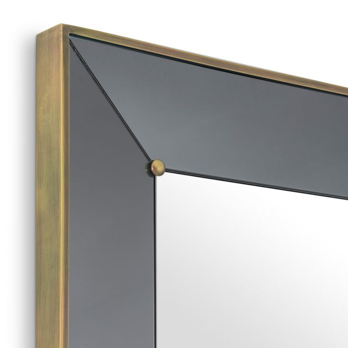 Mirror Bellana antique brass finish smoke glass