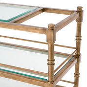Trolley Alexia vintage brass finish bevelled clear glass