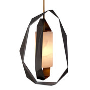 Chandelier Santos Double gunmetal finish incl alabaster