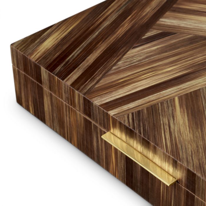 Caja Harvard de paja con marquetería marrón