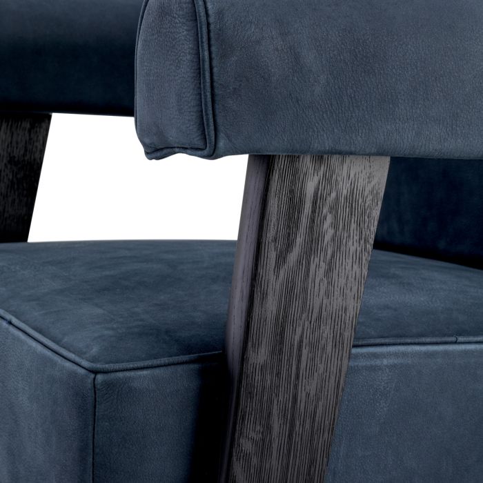 Chair Milo high black oak blue nubuck