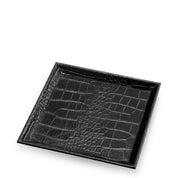 Desk Tray Scaleo croco embossed black leather set of 2