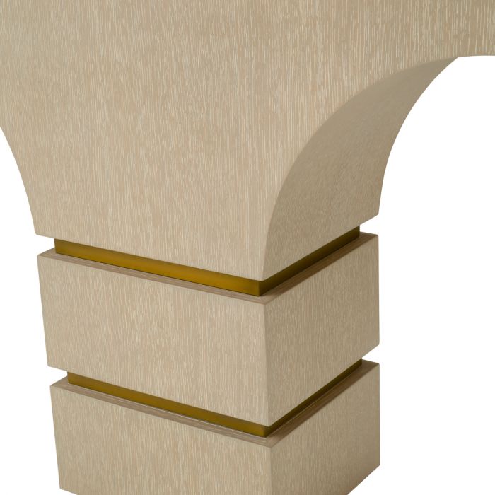 Console Table Thaddeus washed oak veneer brushed brass finish
