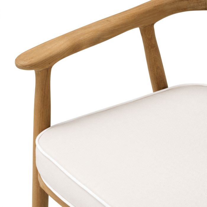 Silla de comedor de exterior Beale teca natural flores blanco roto