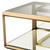 Mesa de centro Callum con acabado en latón cepillado, juego de 4