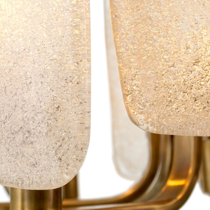 Chandelier Serrano vintage brass finish handmade glass