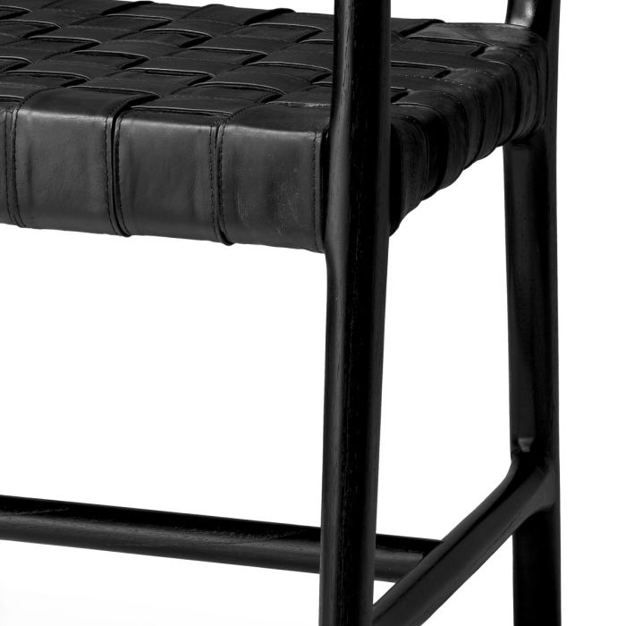 Dining Chair Tiberio with arm black leather classic black