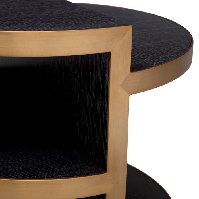 Side Table Nilo charcoal grey oak veneer brushed brass finish