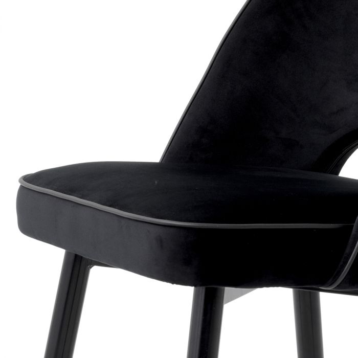 Silla de comedor Cliff Roche terciopelo negro juego de 2
