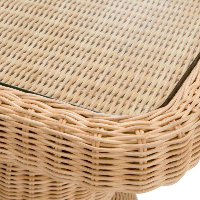 Side Table Tiago natural rattan incl glass top