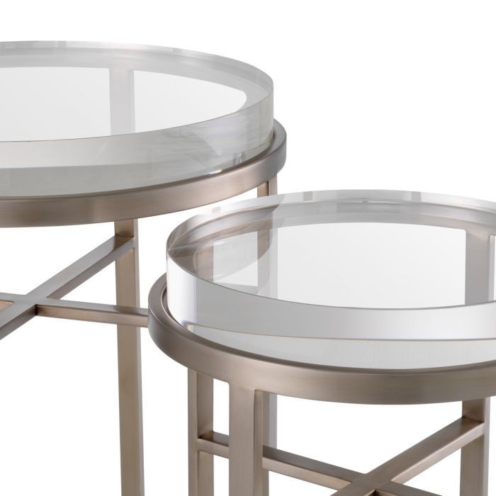 Side Table Hoxton brushed steel finish set of 2