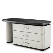 Desk Numana mocha straight oak veneer faux leather