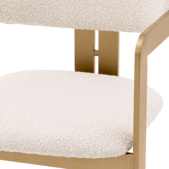 Dining Chair Donato brushed brass finish bouclé cream