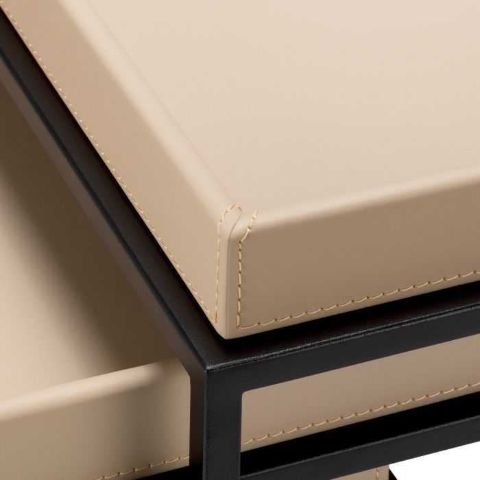 Side Table Léonard matte black finish set of 3