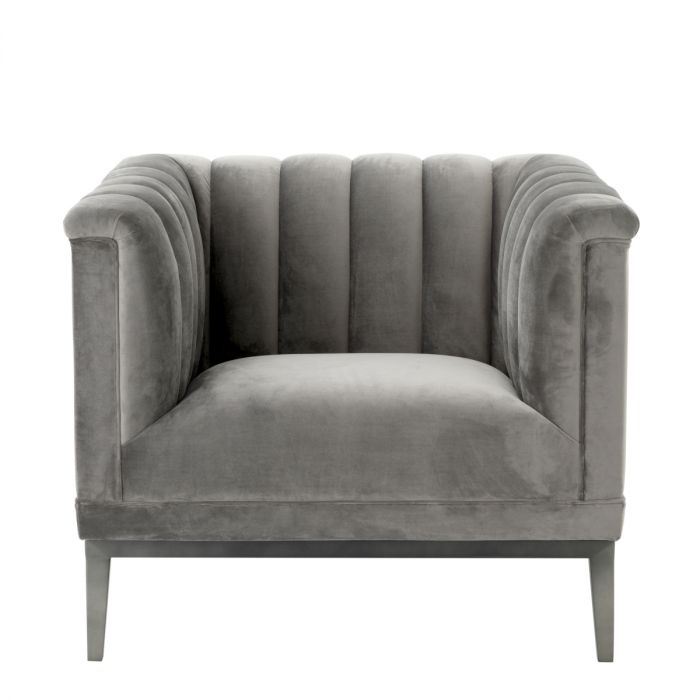 Silla Raffles Roche terciopelo gris marsopa
