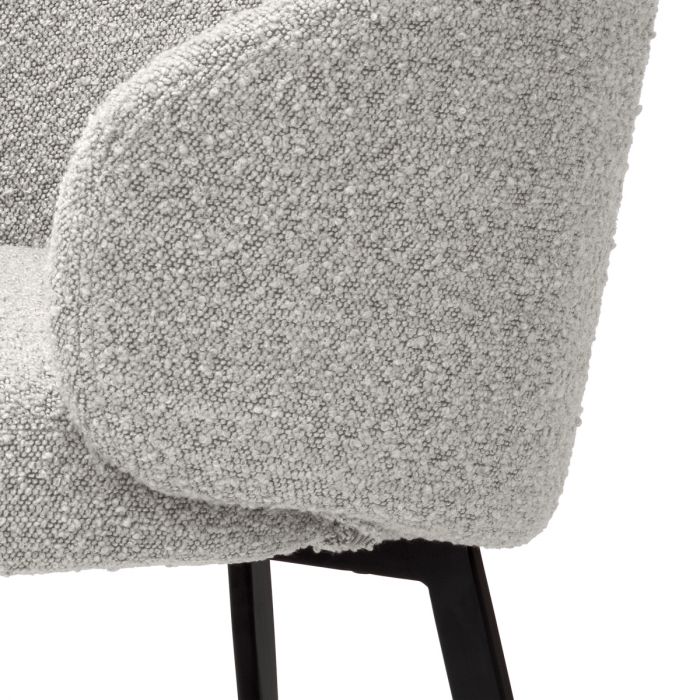 Silla de comedor Lloyd con brazo bouclé gris juego de 2