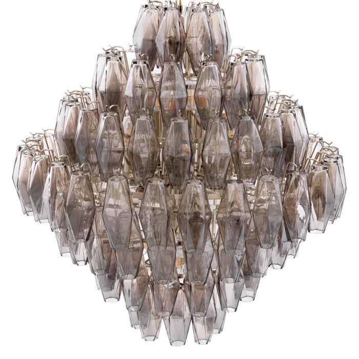 Chandelier Benini L nickel finish smoke glass