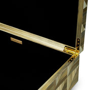 Caja Hilgard marquetería de paja marrón