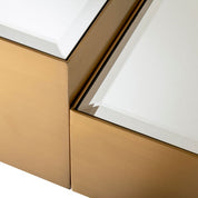 Coffee Table Esposito brushed brass finish black glass set of 4