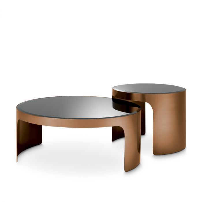 Coffee Table Piemonte brush copper finish set of 2