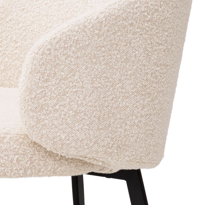 Silla de comedor Lloyd con brazo bouclé crema juego de 2