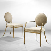 Dining Chair Scribe dark brass greige velvet
