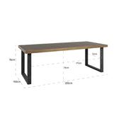 Mesa de comedor Bloomville 200 con cristal (marrón)