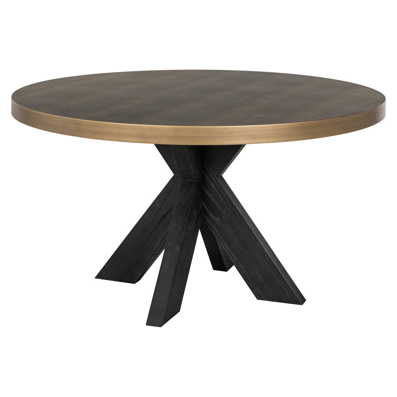 Dining table Bloomville brass shagreen incl. glass top 140Ø