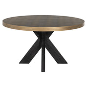 Dining table Bloomville brass shagreen incl. glass top 140Ø