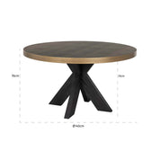 Dining table Bloomville 140Ø incl. glass (Black/gold)
