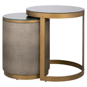 End table Bloomville brass shagreen incl. glass (Set of 2)