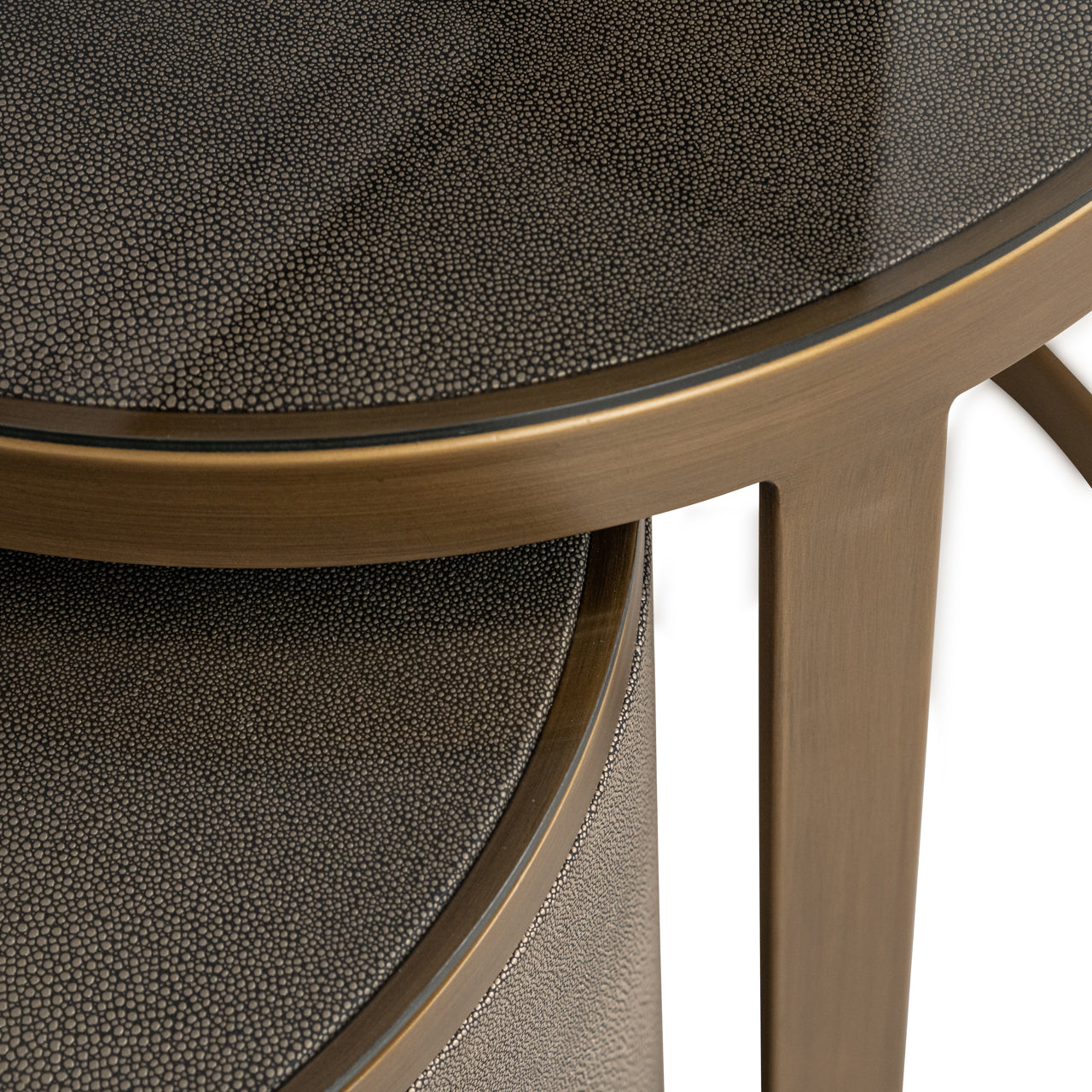 End table Bloomville brass shagreen incl. glass (Set of 2)