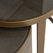 End table Bloomville brass shagreen incl. glass (Set of 2)