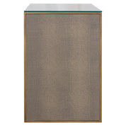 Nightstand Bloomville brass shagreen incl. glass top