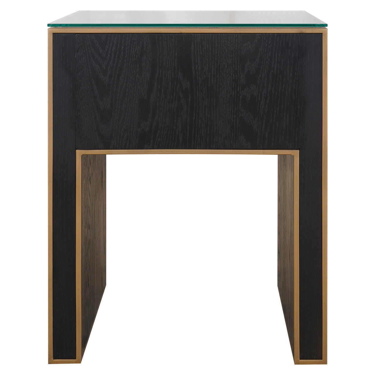 Nightstand Bloomville brass shagreen incl. glass top