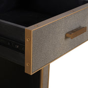 Nightstand Bloomville brass shagreen incl. glass top