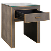 Nightstand Bloomville brass shagreen incl. glass top