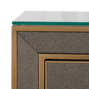 Nightstand Bloomville brass shagreen incl. glass top