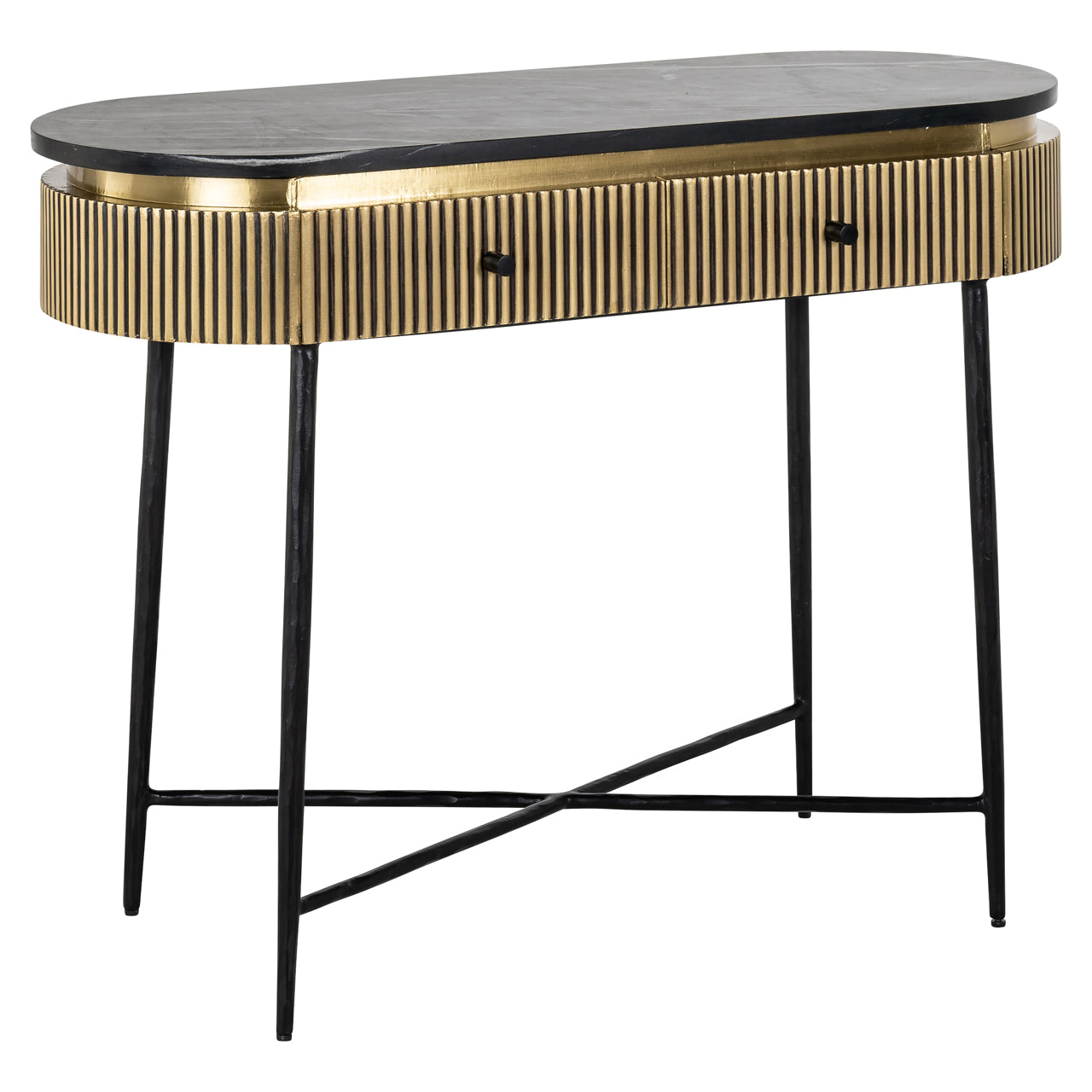 Console Ironville gold 2-drawers