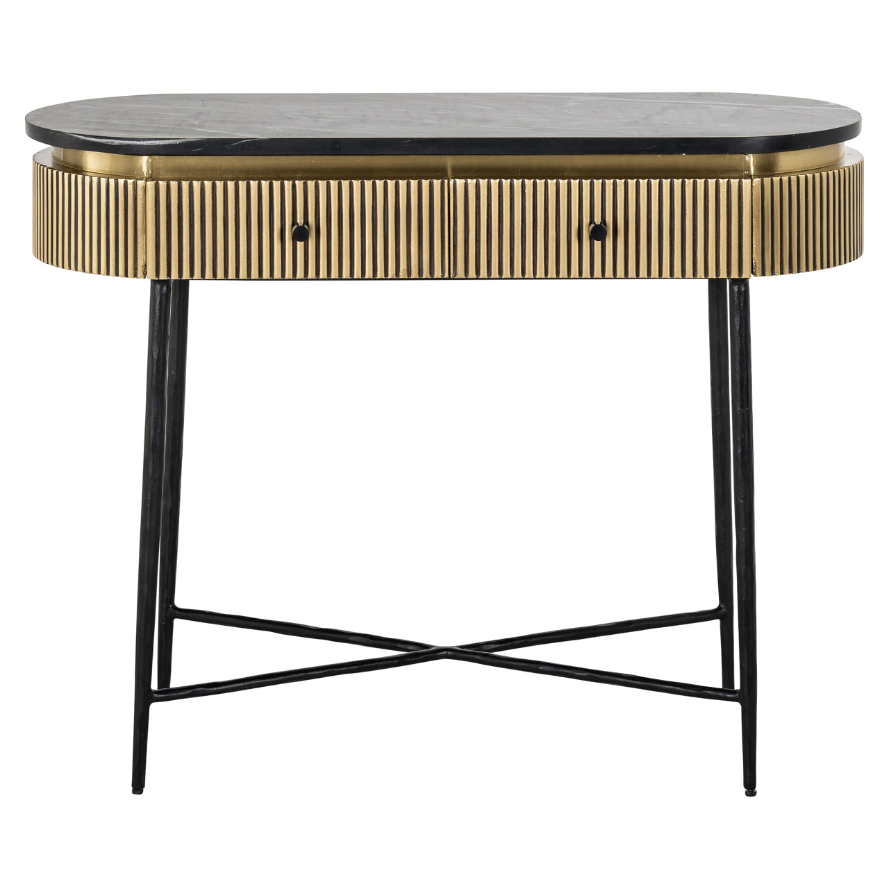 Console Ironville gold 2-drawers