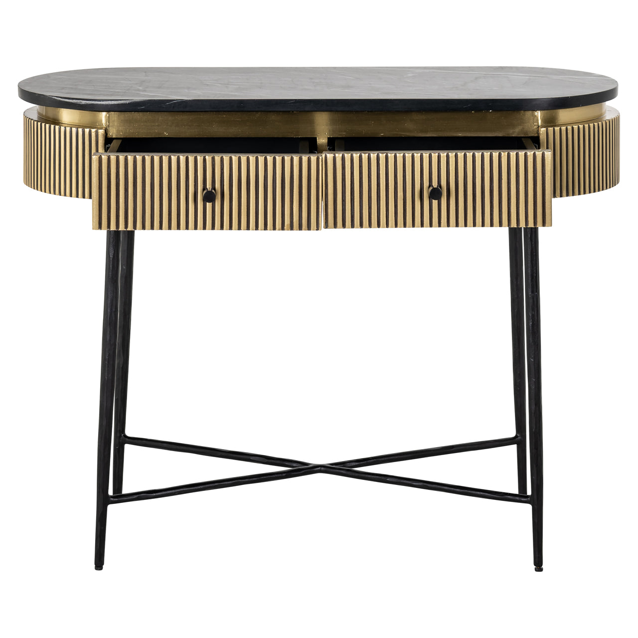 Console Ironville gold 2-drawers