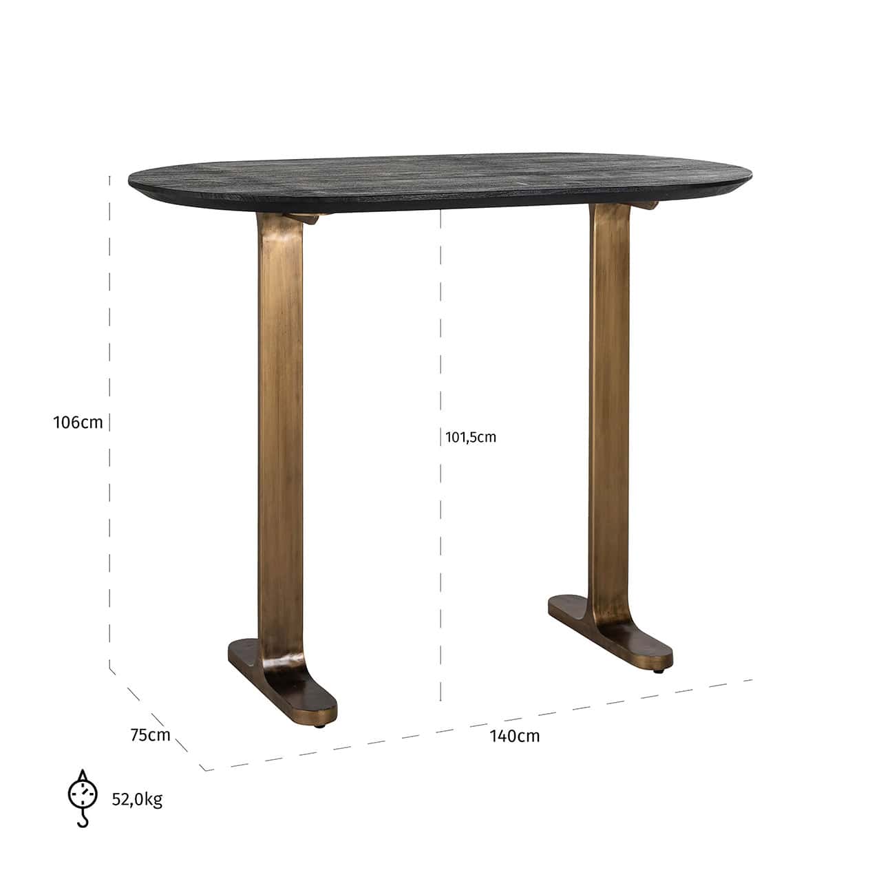 Mesa de bar Revelin 140 (Negro/dorado)