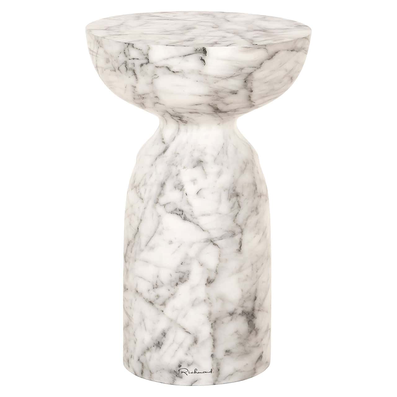 Mesa auxiliar Kita imitación mármol blanco (Blanco)