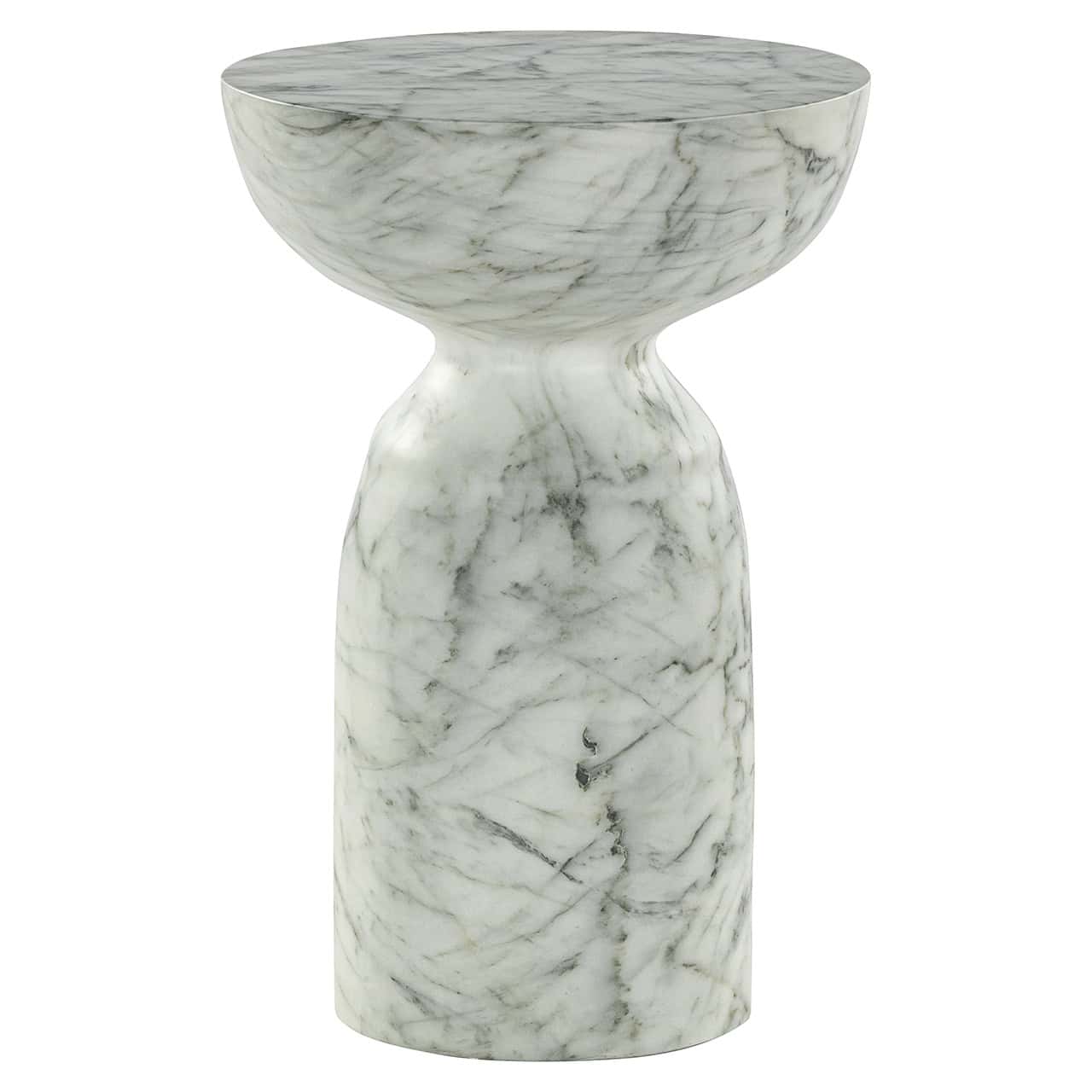 Mesa auxiliar Kita imitación mármol blanco (Blanco)