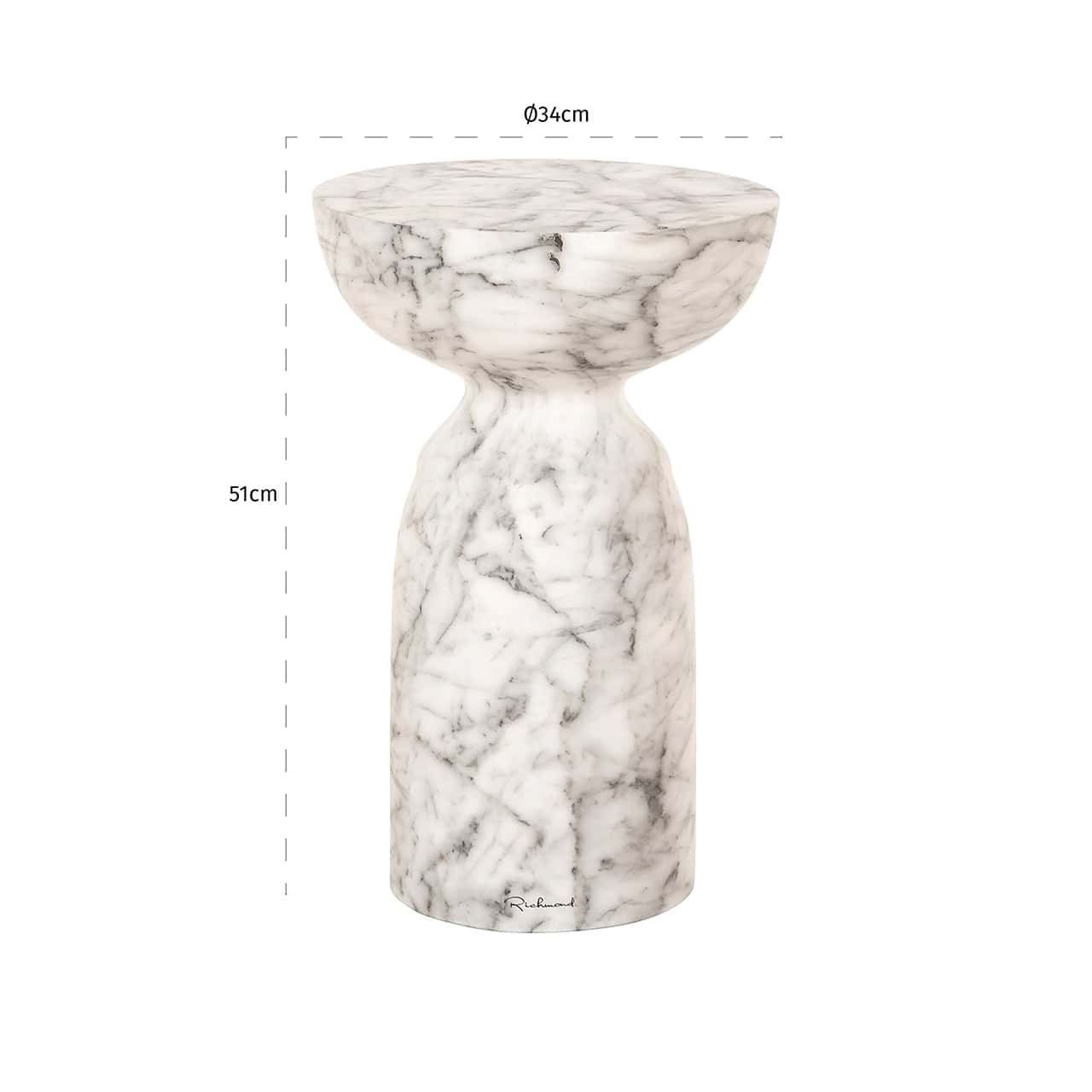 Mesa auxiliar Kita imitación mármol blanco (Blanco)